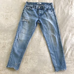 Moussy Vintage Women’s Kelley Mid-Rise Tapered Ankle Distressed Jeans 27